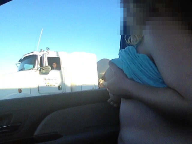 Porn Flashing Truckers - Wife Flashing Trucker! NakedPizzaDelivery
