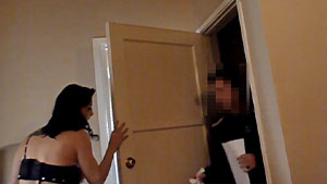 Watch video Boob-out For The Food Delivery Guy (Kimberly)